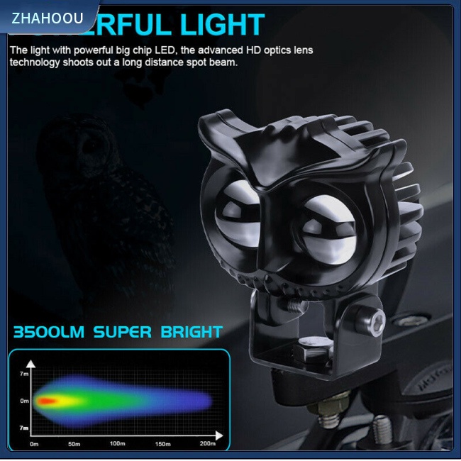 ☃Nhà Cửa☃ Set 2 Đèn Pha Led Chiếu Sương Mù Hai Màu Sắc Hình Chim Cú Dành Cho Xe Mô Tô