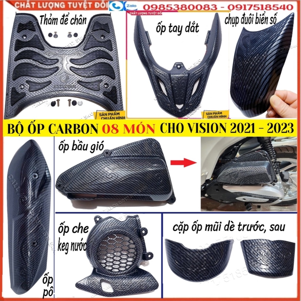 Bộ Ốp Trang Trí Vision 2021 - Vision2022 – Vision 2023 Vân Cacbon Combo Full bộ Chi Tiết Cơ Bản - Hàng Cao Cấp
