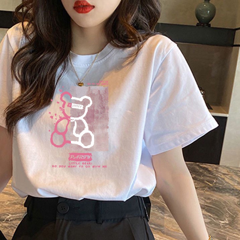 Áo thun nữ ngắn tay in hình đơn giản chất liệu thun cotton co giản 4 chiều xinh đẹp trẻ trung phù hợp mặt hằng ngày