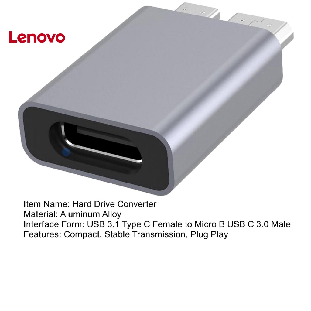 Đầu nối chuyển đổi ổ cứng LENOVO type-C với Micro B USB 3.0 bằng hợp kim nhôm cho điện thoại