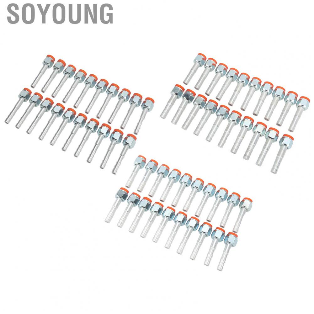 Soyoung Refrigerant Hose Barb Connector  Rugged Structure 20PCS High Strength Rustproof AC Fitting for Engineering Vehicles Cars