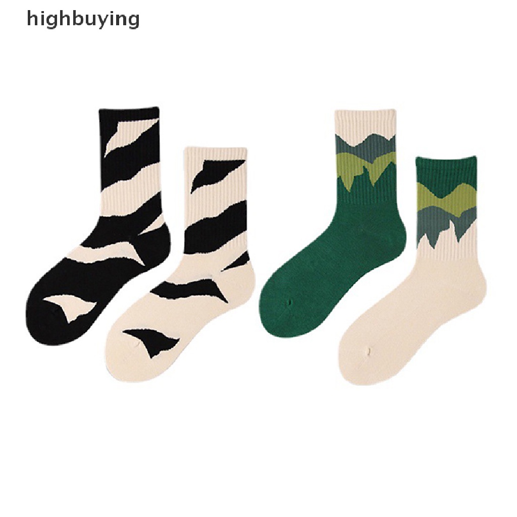 Hbvn Belle Vớ Cotton Họa Tiết Đường Phố Không Đối Xứng Phong Cách A / B Thời Trang Cho Nam