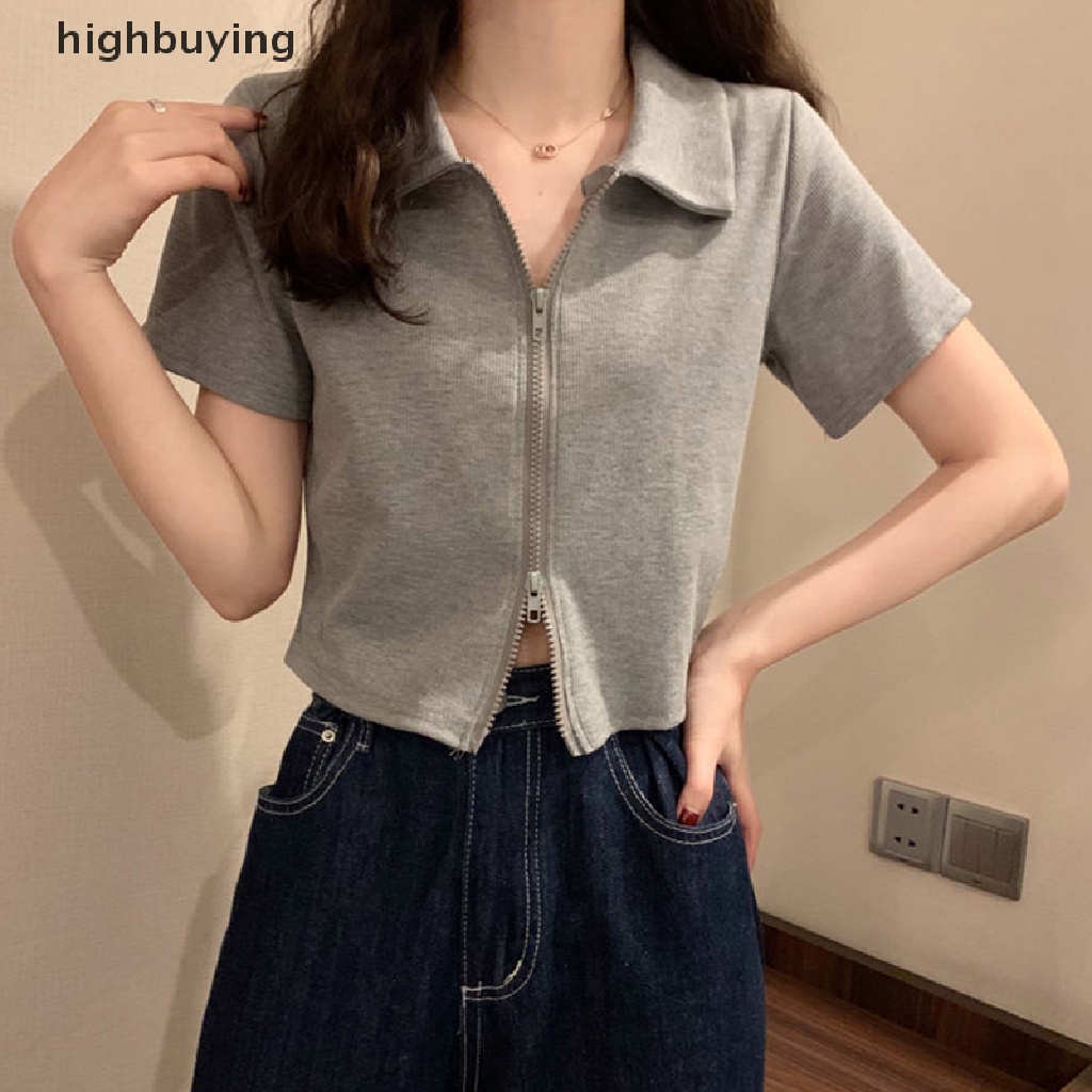 Áo Croptop Ngắn Tay Màu Sắc Thời Trang Mùa Hè Cho Nữ