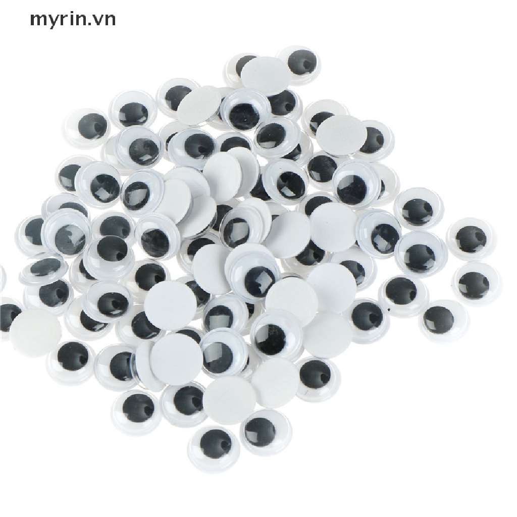 Set 100 Con Mắt Nhựa 6-15mm Tự Dính Trang Trí Búp Bê
