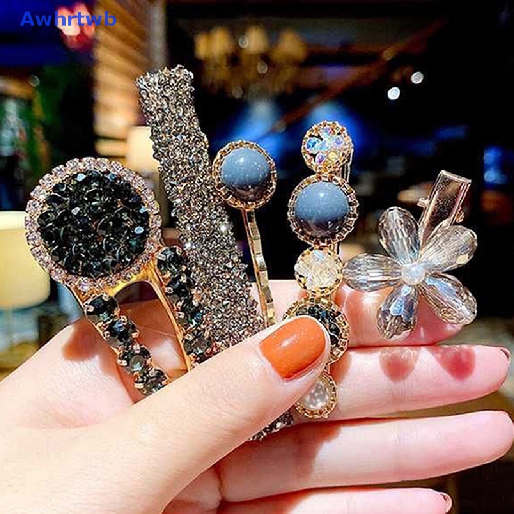 Set 4 / 5 / 6 Kẹp Tóc Hình Hoa Trà Đính Ngọc Trai Nhân Tạo Thời Trang Mới