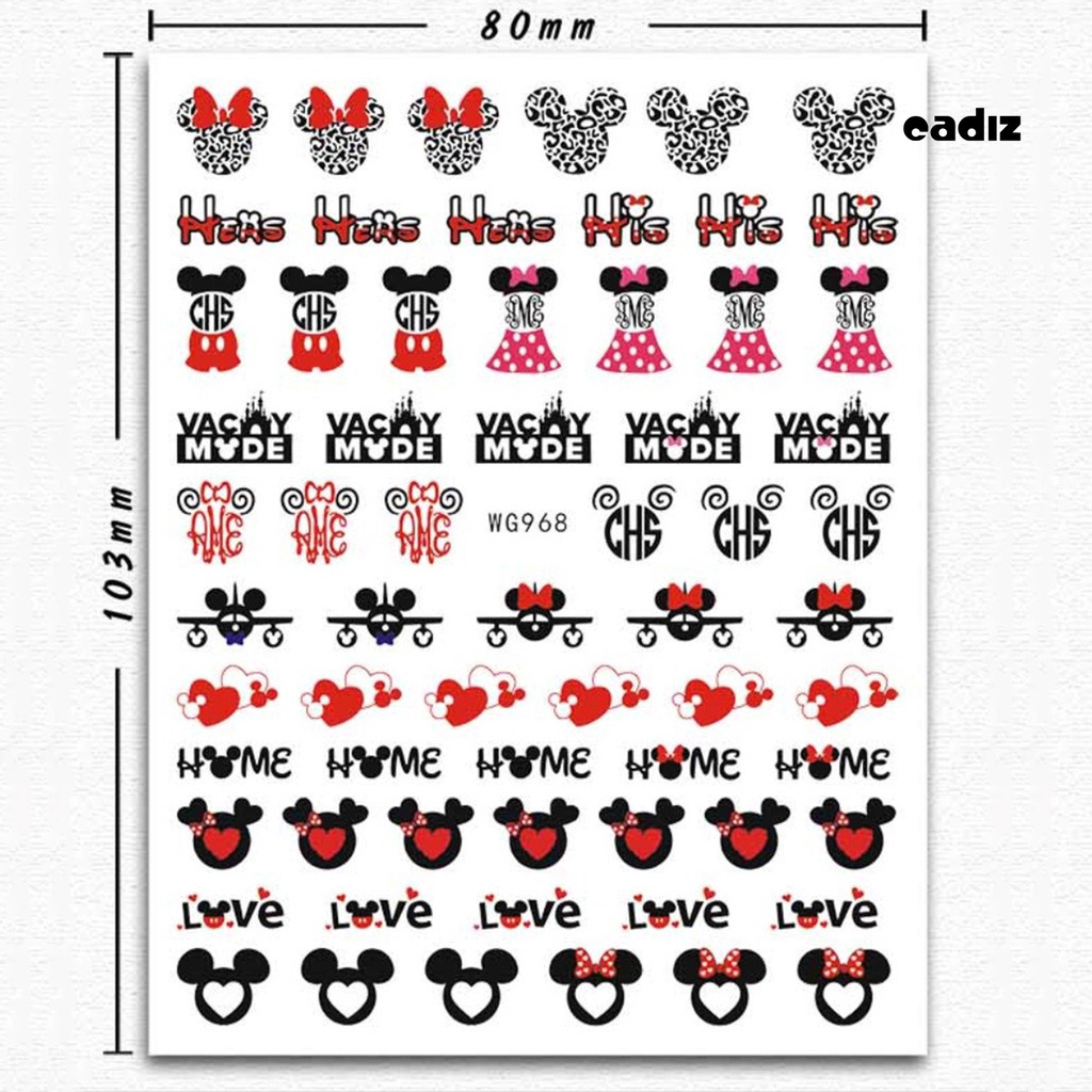 Miếng Dán Trang Trí Móng Tay Tự Dính Họa Tiết Chuột Hoạt Hình Dễ Thương Dùng Một Lần DIY