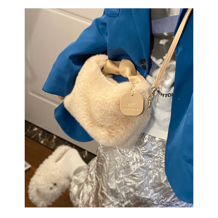 Túi Xách Đeo Vai Phủ Bông Phong Cách Hàn Quốc Đơn Giản Dành Cho Nữ