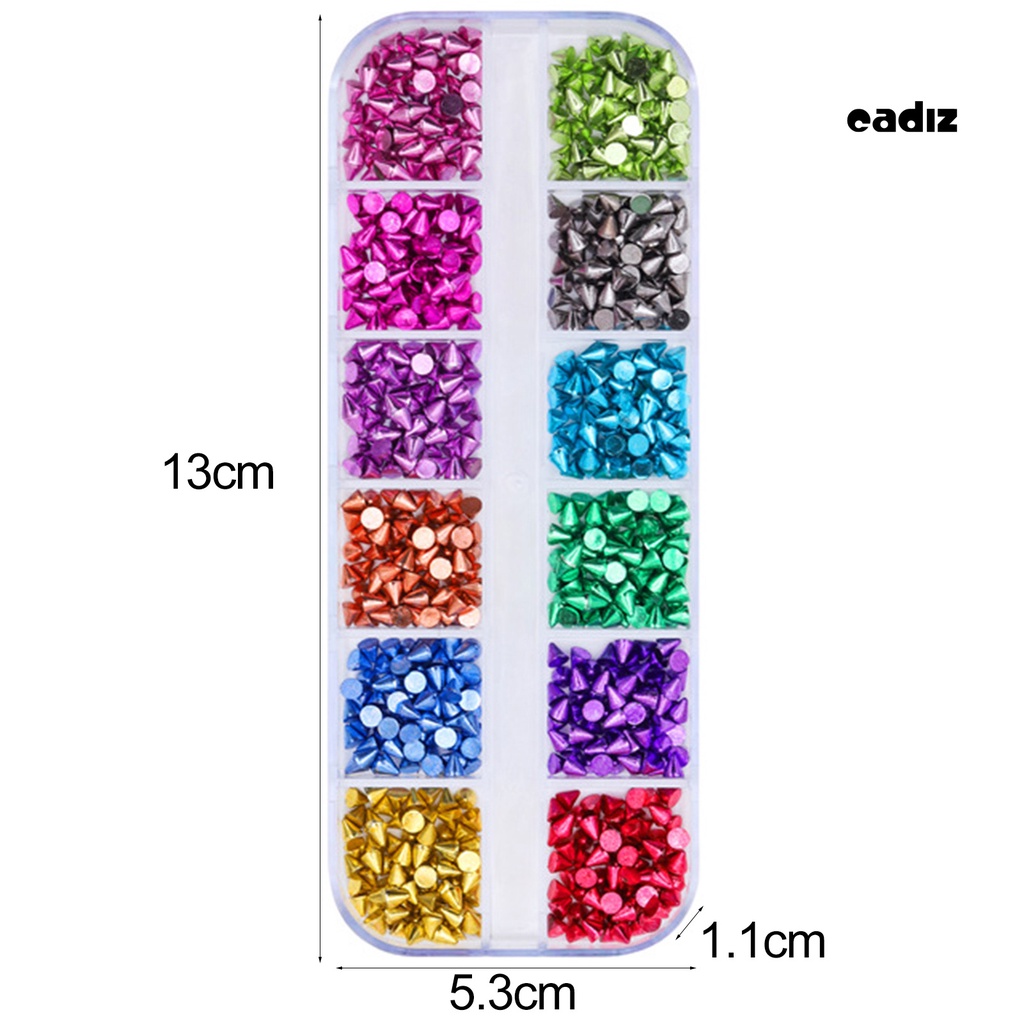 1 Hộp Đinh Tán 12 Ngăn Không Phai Màu Chống Oxy Hóa Chống Rơi Có Thể Tháo Rời Dùng Trang Trí Móng Tay DIY