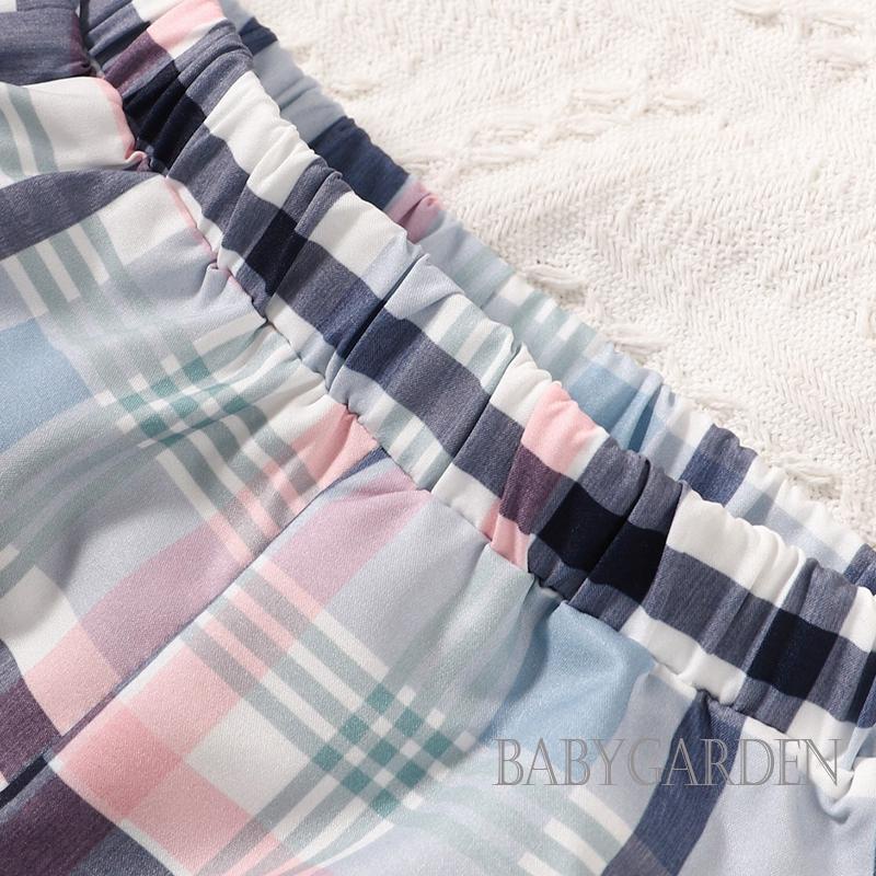 Set Áo Sơ Mi Ngắn Tay Cổ Bẻ + Quần Short Lưng Thun Sọc Caro Cho Bé Trai 6 Tháng - 3 Tuổi