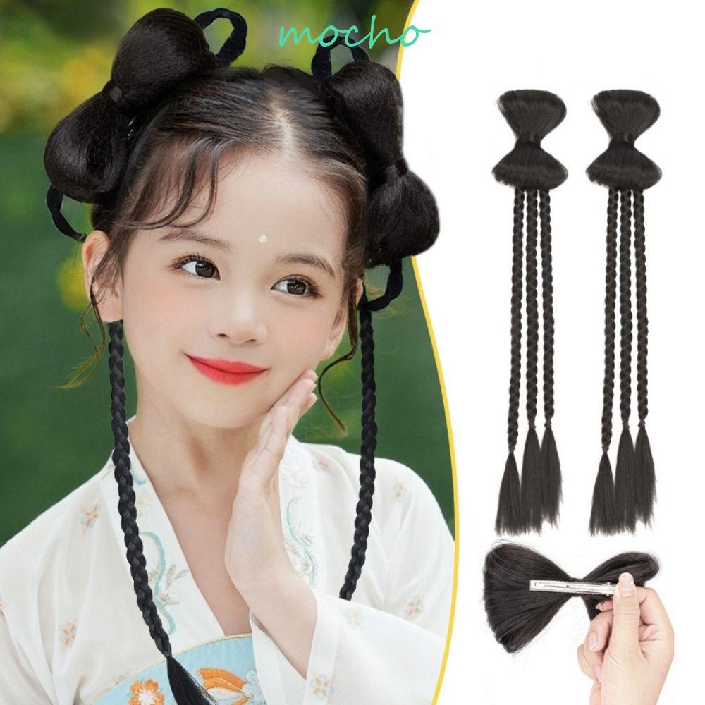 Tóc Giả Kiểu Thắt Bím Bằng Sợi Tổng Hợp Mềm Mại Phong Cách Trung Hoa Cổ Điển Dùng Hóa Trang Cho Nữ