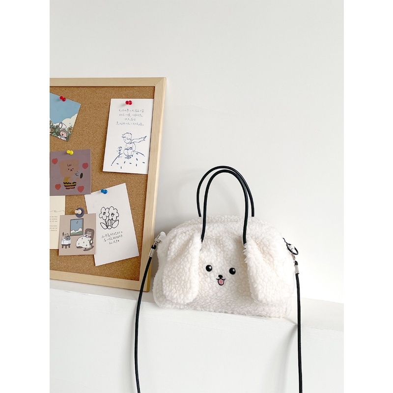 Túi Đeo Chéo Lông Thỏ Bông Mềm Mại Phong Cách Thu Đông Mới Cho Nữ