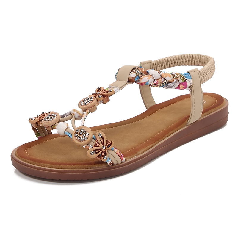 Giày Sandal Hở Ngón Đế Bằng Size Lớn 41 42 Phong Cách Bohemian