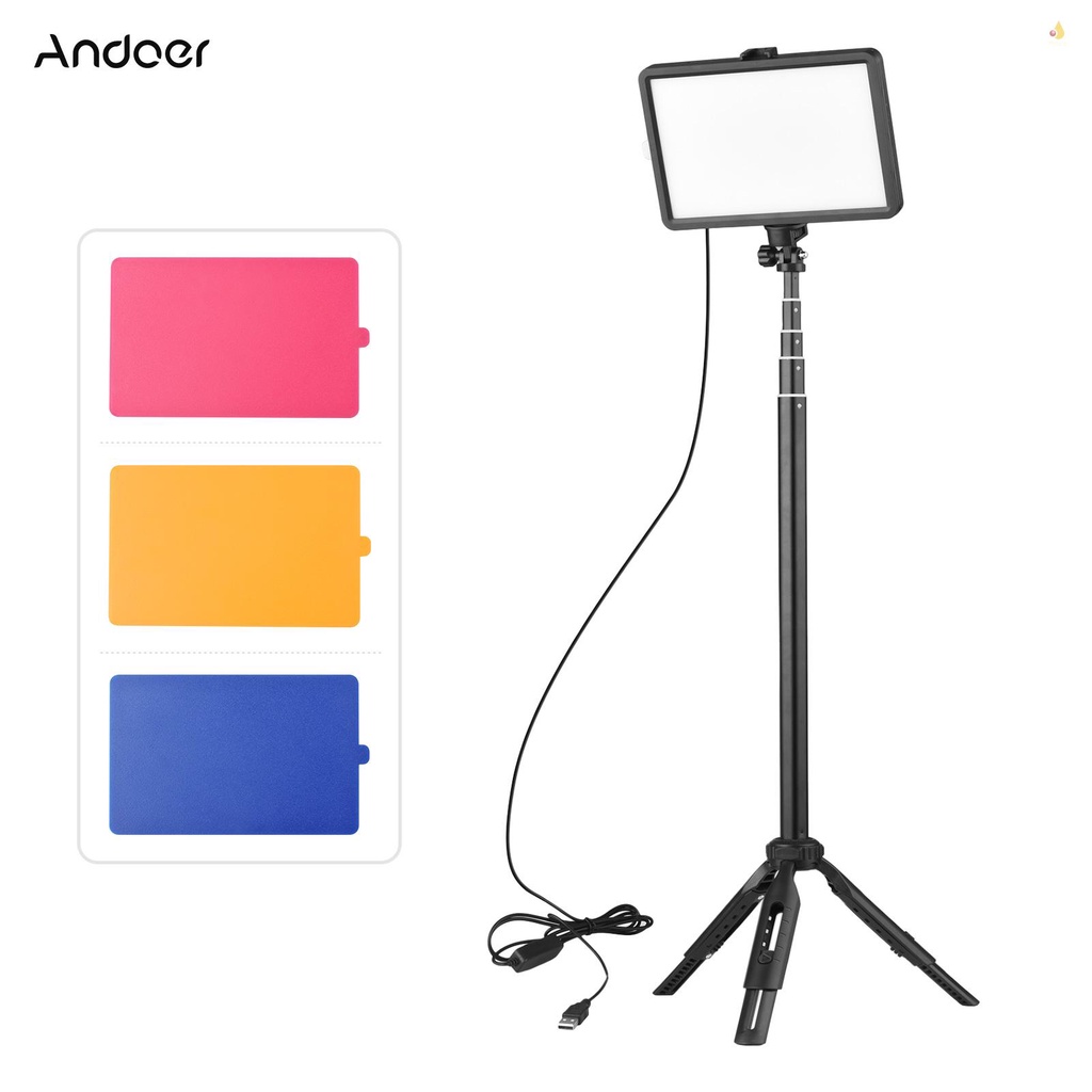 Bộ Đèn LED Andoer Hai Màu 1 * 3200K-5600K 10 Mức Độ Sáng + 1 * Tripod Max.148cm / 58in + 4 * Màu Sắc