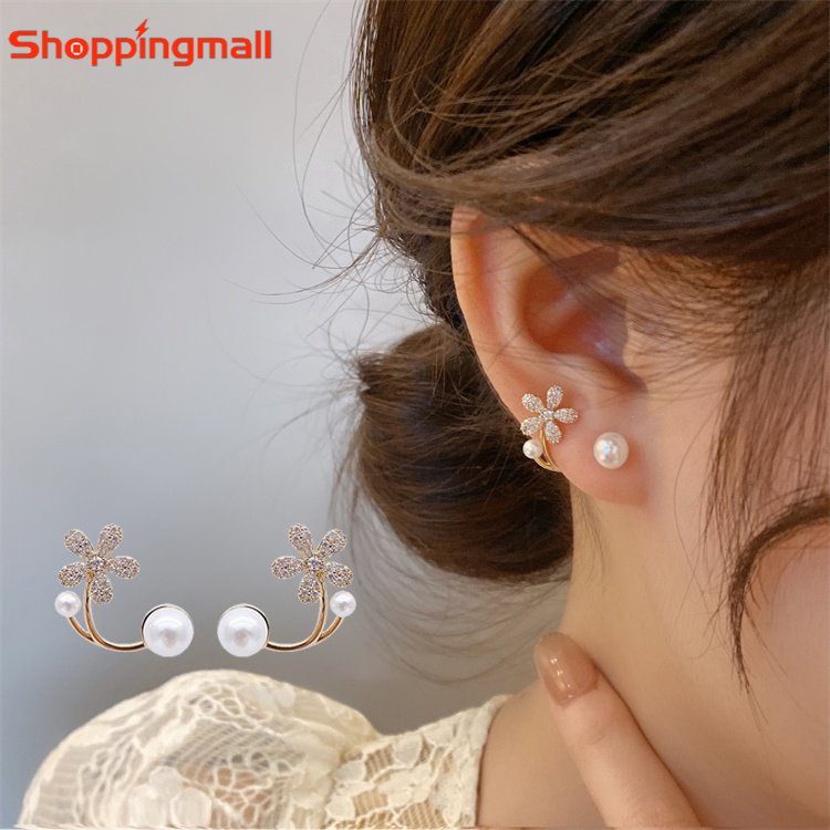 Bông Tai Hình Đuôi Cá Đính Ngọc Trai Sang Trọng Phong Cách Hàn Quốc