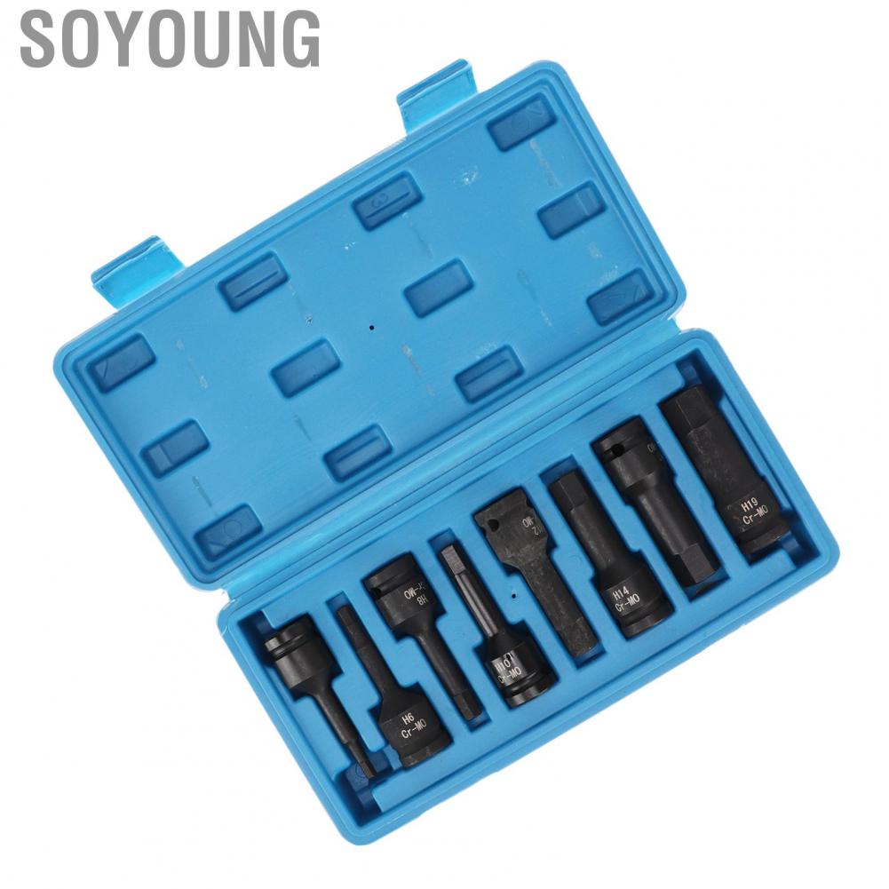 Soyoung Hex Bit Socket Kit Heat Treated High Torsion H5 To H19  Impact for Vehicle Lawn Equipment