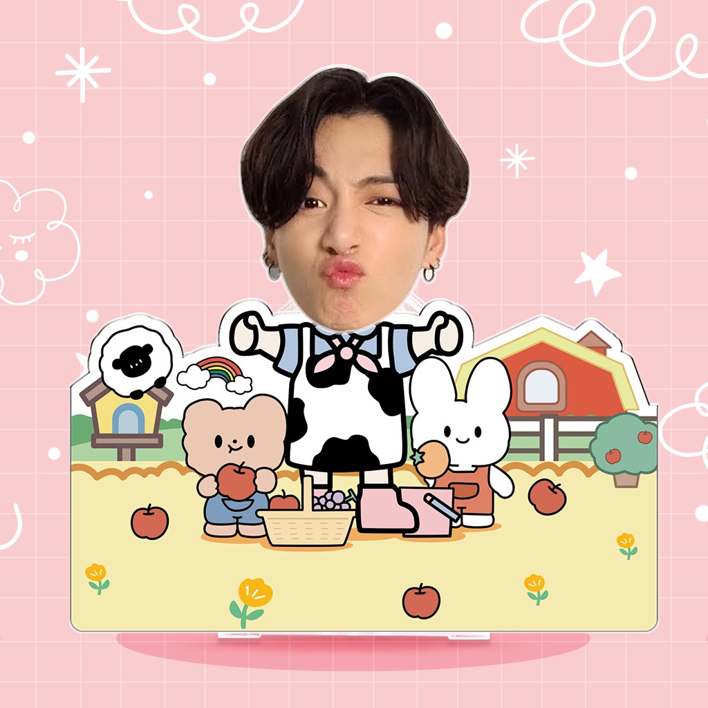 Mô hình standee lắc đầu chibi ghép mặt theo yêu cầu đáng yêu chạy pin làm quà tặng, trang trí bàn học, ô tô