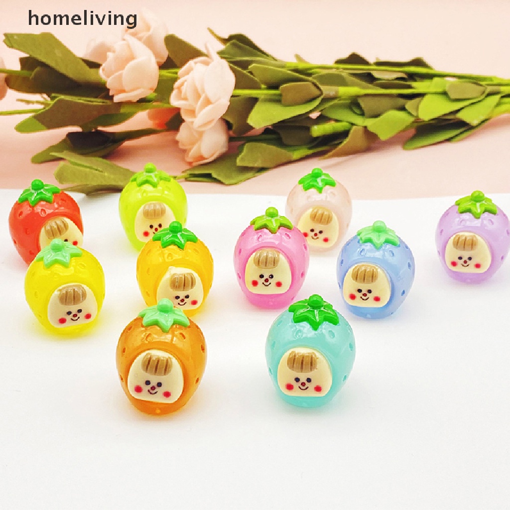 Bộ 2 Đồ trang trí Trái Dâu Hoạt Hình Phát Sáng Dùng Trang Trí Tiểu Cảnh