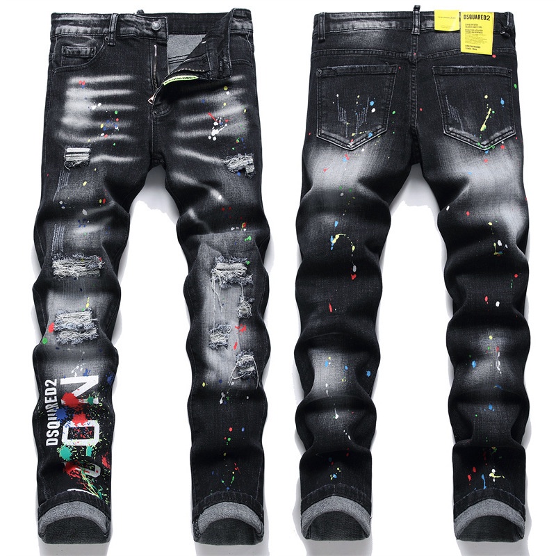 Quần Jean cotton Co Giãn 2023d2 Ôm Dáng Màu Đỏ / Xanh Dương / Xanh Dương Mực DSQ process
