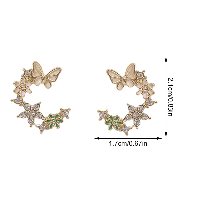 Bông Tai Hình Hoa Bướm Đính Đá Dễ Thương Thanh Lịch Phong Cách Hàn Quốc
