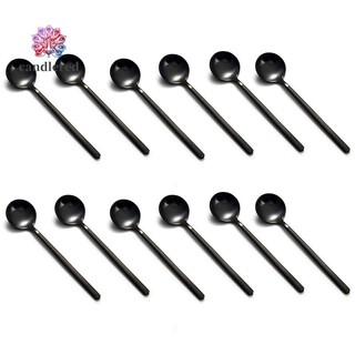 Bộ 12 muỗng cà phê mini mạ màu đen có tay cầm đục