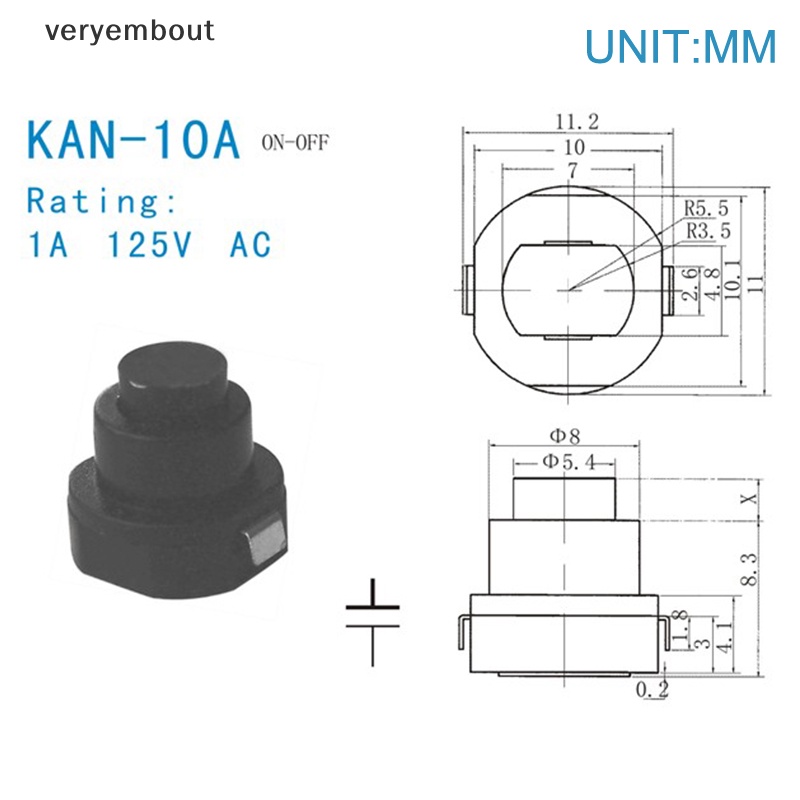 Set 10 Công Tắc Tròn KAN-10A 1010X Cho Đèn Pin Tiện Dụng