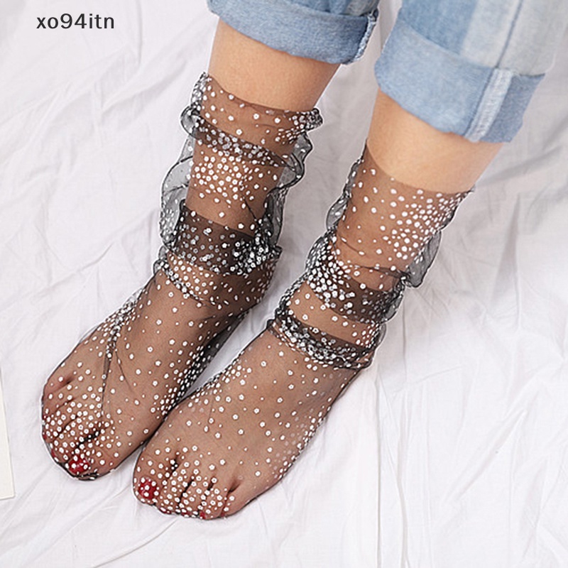 Tất Lưới Co Giãn Trong Suốt Phối Ren Gợi Cảm
