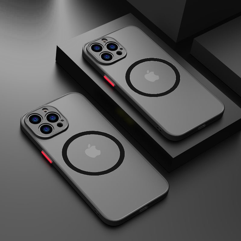 Ốp Điện Thoại Mặt Nhám Kèm Móc Xỏ Ngón Nam Châm Sang Trọng Cho iPhone 14 13 Pro Max Plus Mini