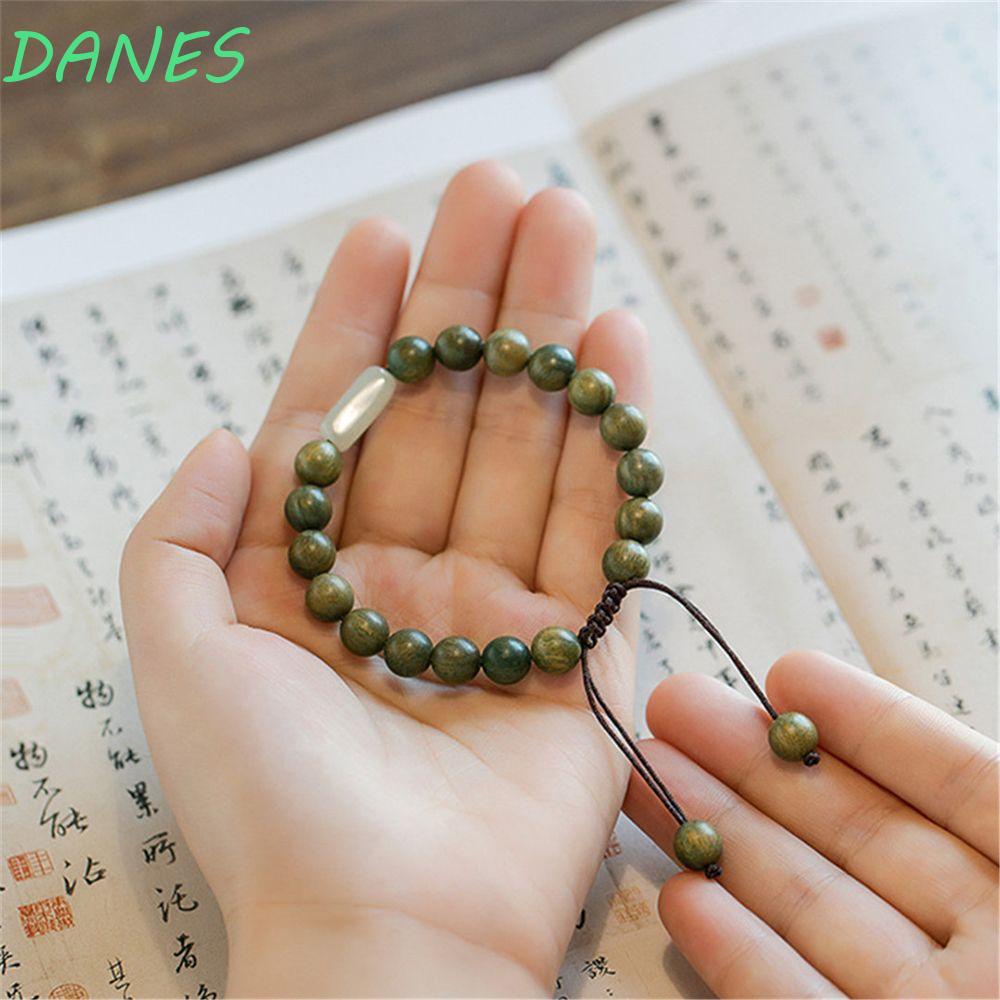 Vòng Đeo Tay Chuỗi Hạt Phật Giáo Bằng Gỗ Đàn Hương Màu Xanh Lá Thời Trang Cho Nữ