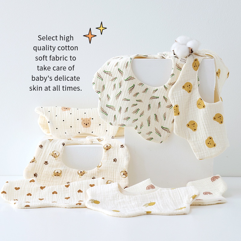 Yếm Ăn Vải Cotton Chống Thấm Nước Dành Cho Bé Sơ Sinh
