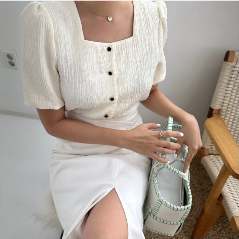 SUXI Áo Sơ Mi Tay Ngắn Cổ Vuông Quyến Rũ Thời Trang Hè Cho Nữ