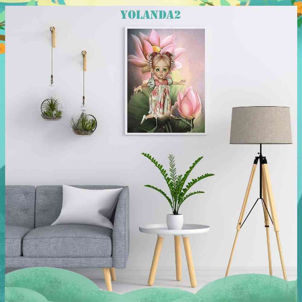 Tranh Đính Đá 5D Tự Làm Họa Tiết Bé Gái Hoạt Hình