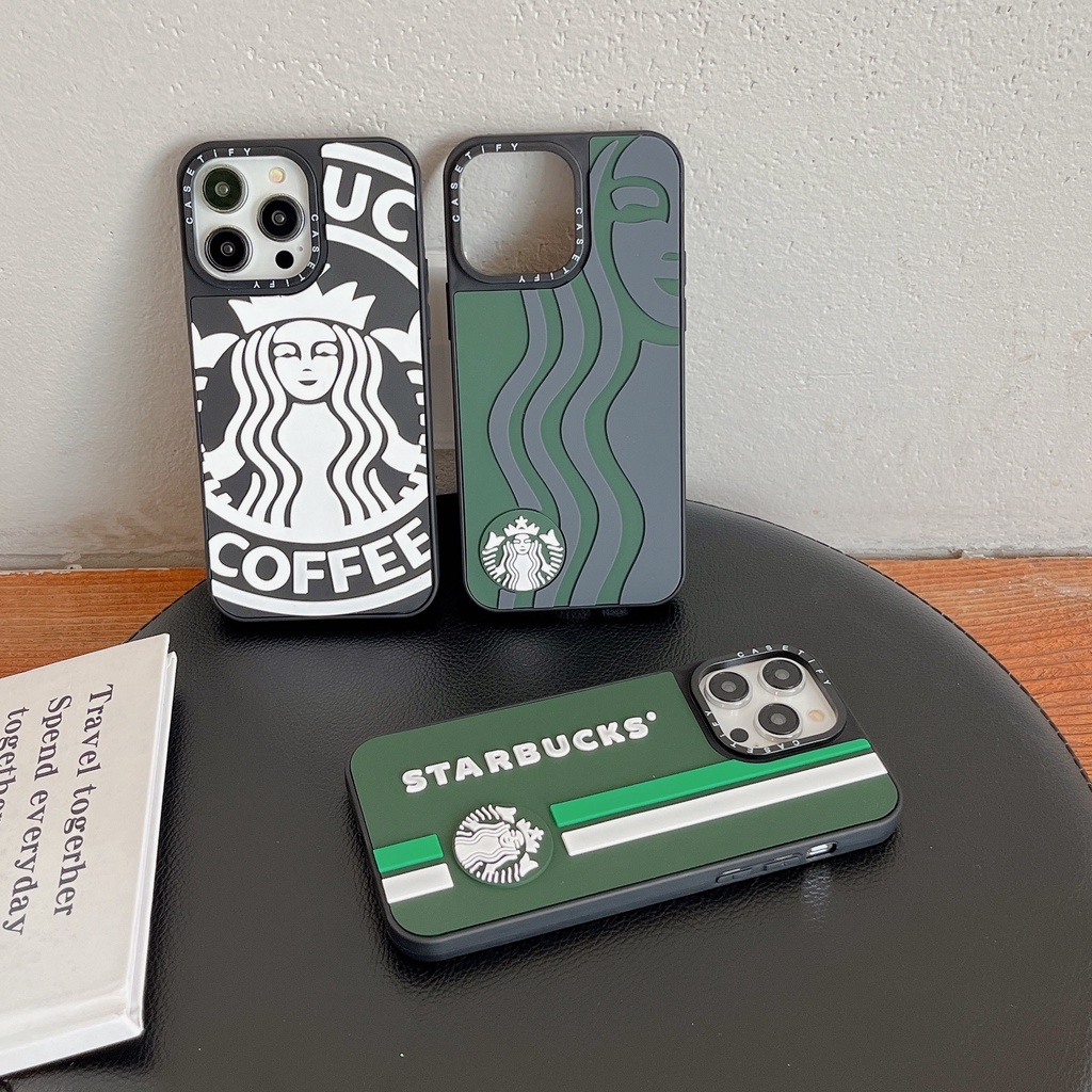 Ốp Điện Thoại Silicon In LOGO Starbucks 3D Cho iPhone 15 14 13 12 11 Pro Max Plus 7 8 SE X XS XR