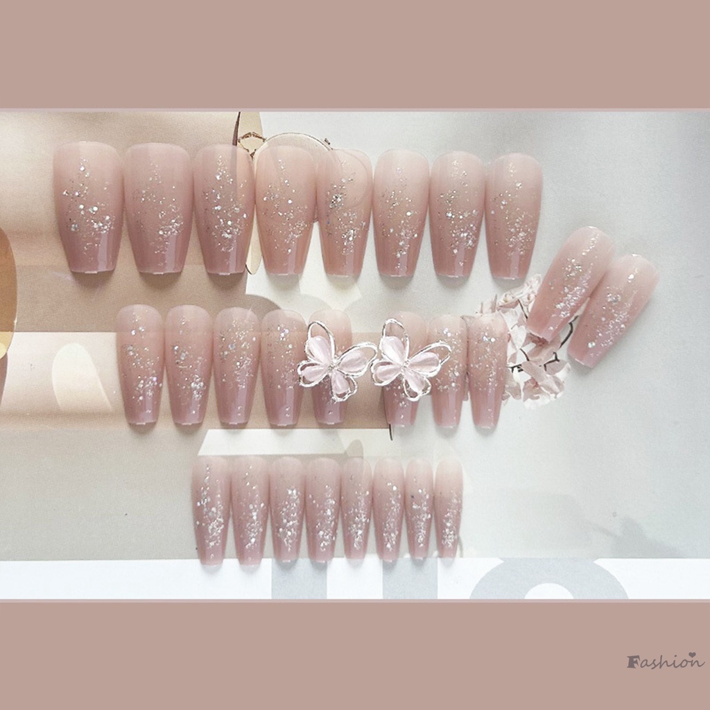 Móng Tay Giả Hình Bướm Hồng Ngọt Ngào Và Quyến Rũ Có Thể Tái Sử Dụng