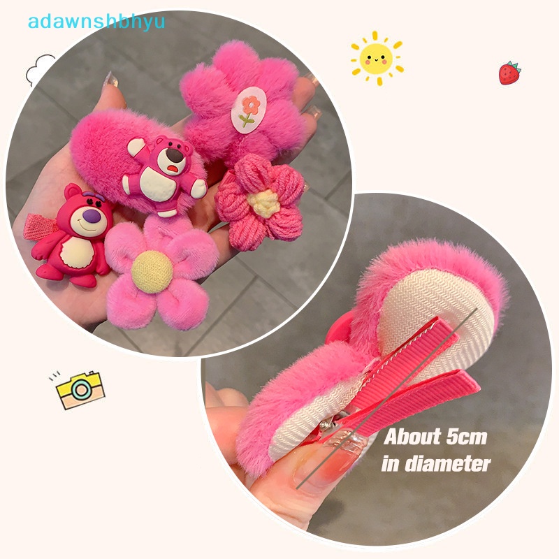 Set 8 / 10 Kẹp Tóc Hình Gấu / Dâu Tây Nhồi Bông Dễ Thương Thời Trang Mùa Đông Cho Bé