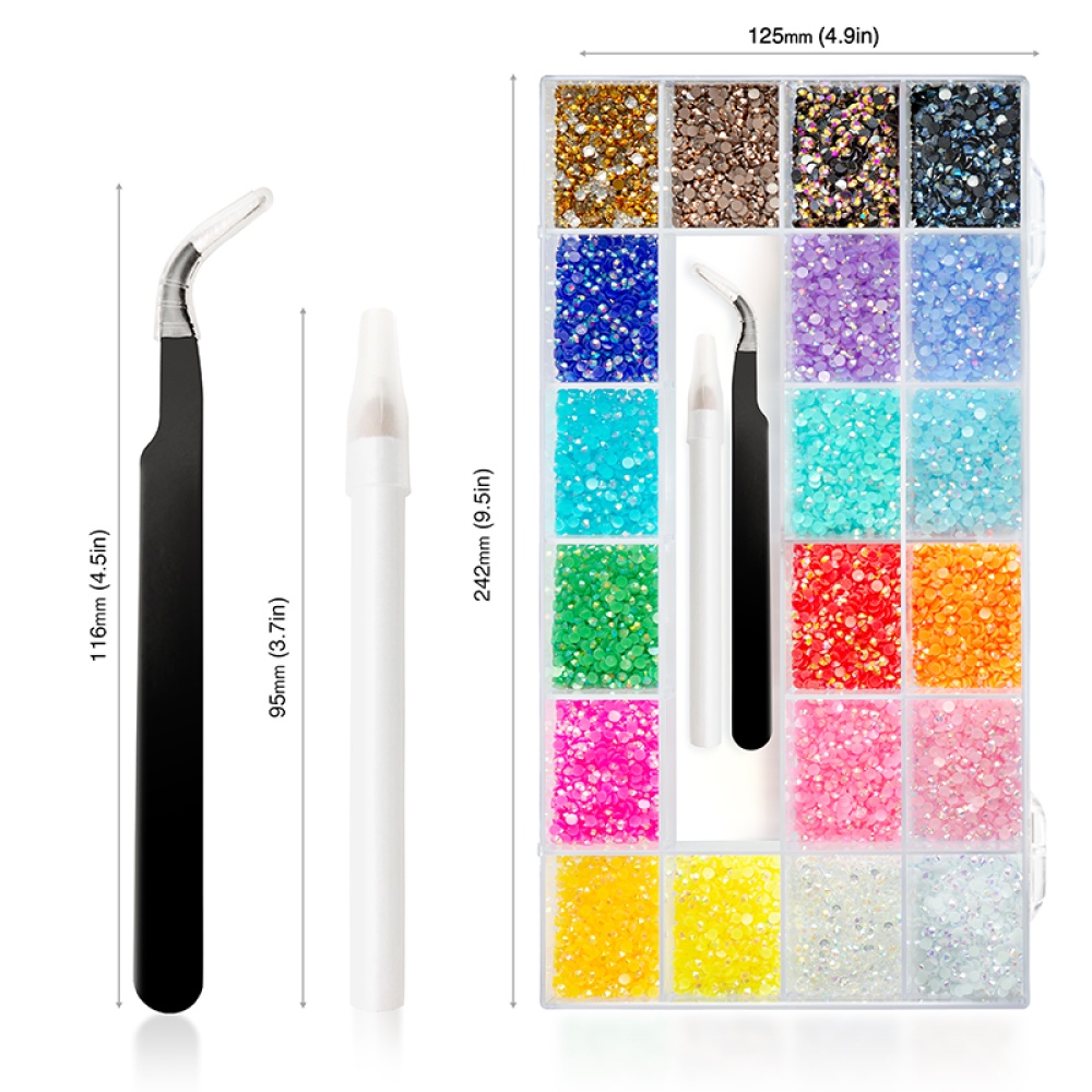 Set 20000 Viên Đá Nhựa 3mm Dùng Làm Đồ Trang Sức Thủ Công H5P3