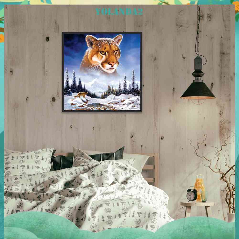 Tranh Đính Đá Kim Cương Toàn Bộ 5D DIY Hình Vẽ Hổ Núi Tuyết