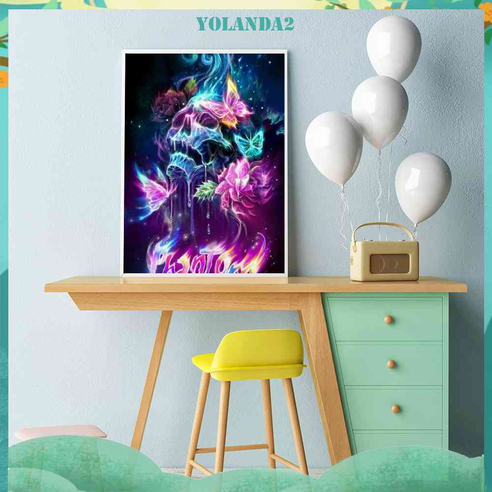 Tranh Đính Đá Kim Cương Toàn Bộ 5D DIY Hình Đầu Lâu