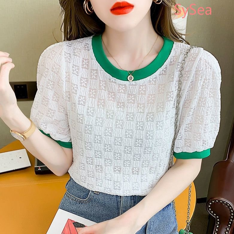 Áo Ren Lỗ Cổ Tròn Thời Trang Thanh Lịch Cho Nữ