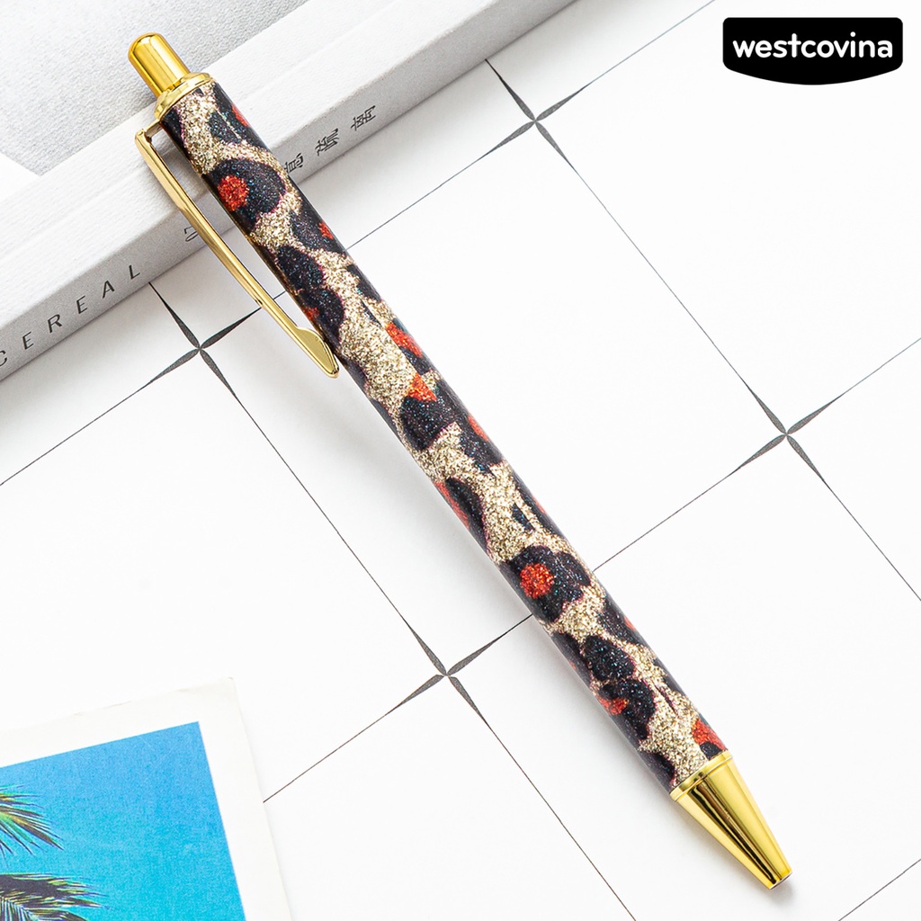 [COD]♪Bút Bi Ngòi 1.0mm In Họa Tiết Da Báo Bằng Kim Loại Cho Học Sinh / Văn Phòng