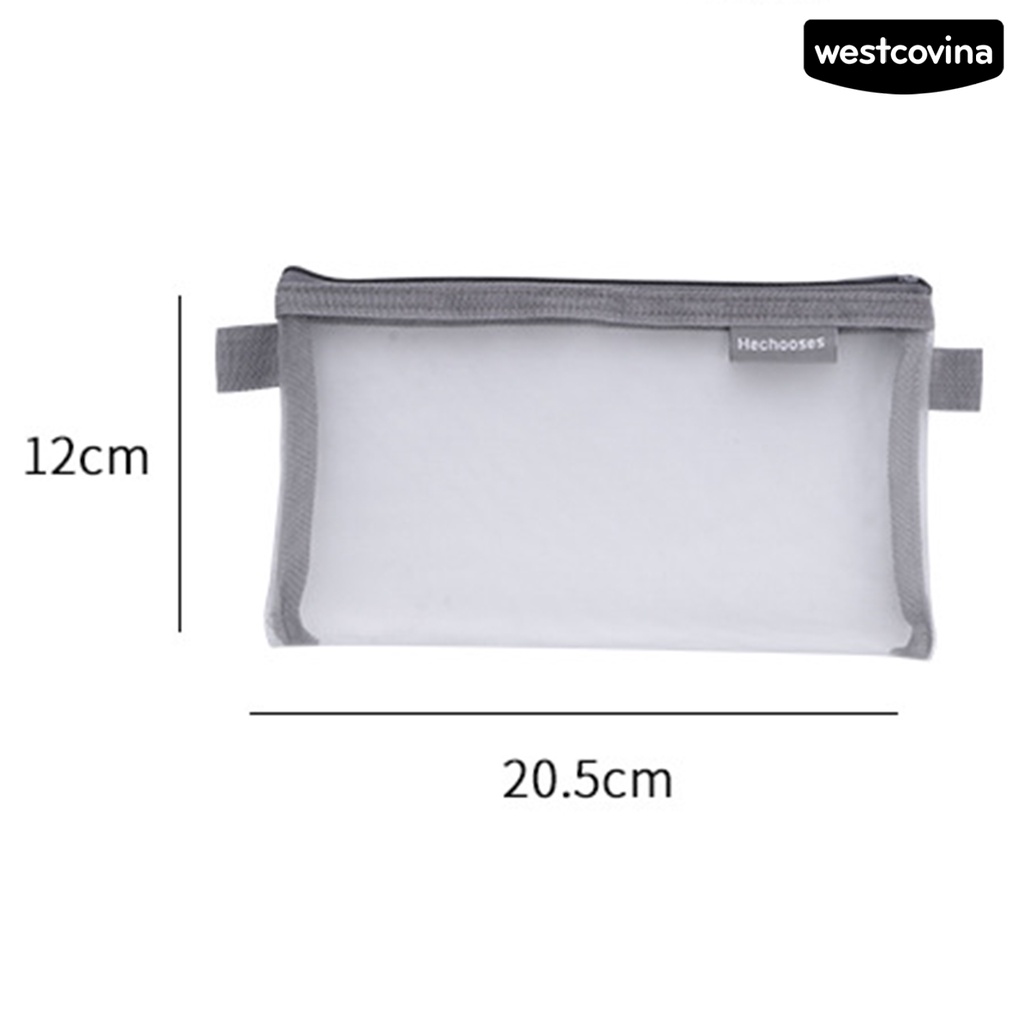 [COD]♪Túi Đựng Bút Bằng Nilon Trong Suốt Trọng Lượng Nhẹ Phối Lưới Có Khóa Kéo Tiện Dụng
