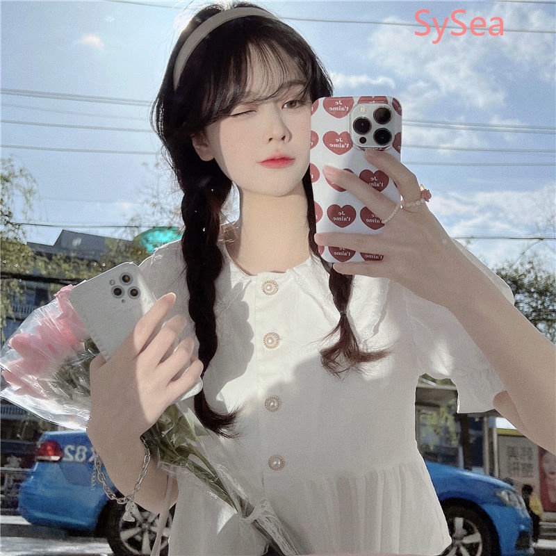 Áo Kiểu Tay Phồng Cổ Búp Bê Phong Cách Pháp Cho Nữ