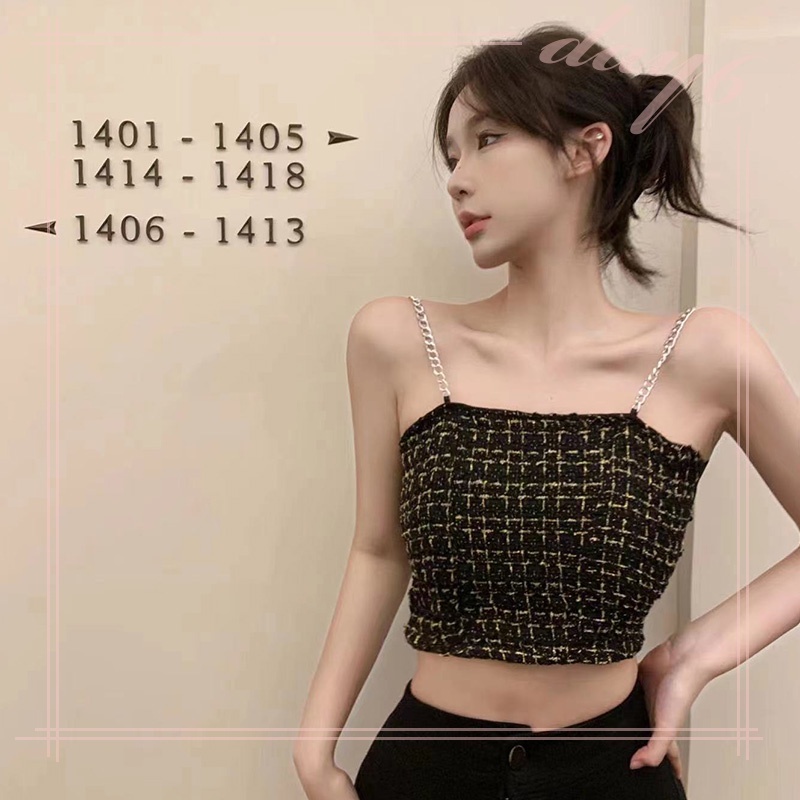 Áo Croptop Hai Dây Vải Lụa Họa Tiết Kẻ Sọc Dáng Ôm Thời Trang Quyến Rũ Cho Nữ
