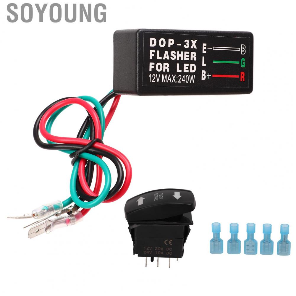 Soyoung Turn Signal Rocker Switch  ABS Wide Compatibility 12V Insulated Long Service Life High Hardness Turn Light Terminals Kit  for Replacement for ATV