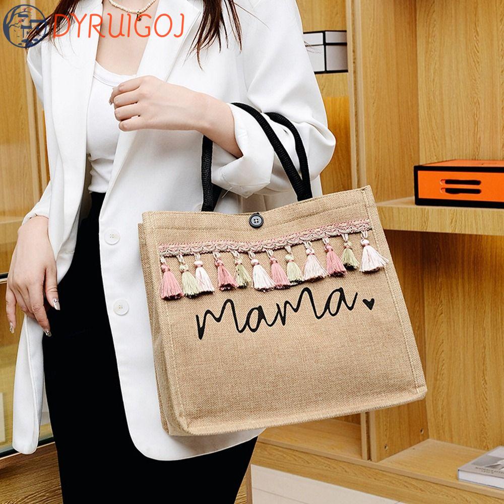 Túi Xách Đeo Vai Vải Lanh Cỡ Lớn Họa Tiết Thổ Cẩm Kiểu Vintage Hàn Quốc