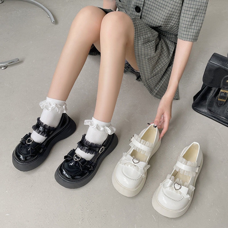 Giày Búp Bê Da Đế Dày Đính Nơ To Kiểu Lolita Nhật Bản Thời JK 2023 Trang Mùa Xuân Cho Nữ