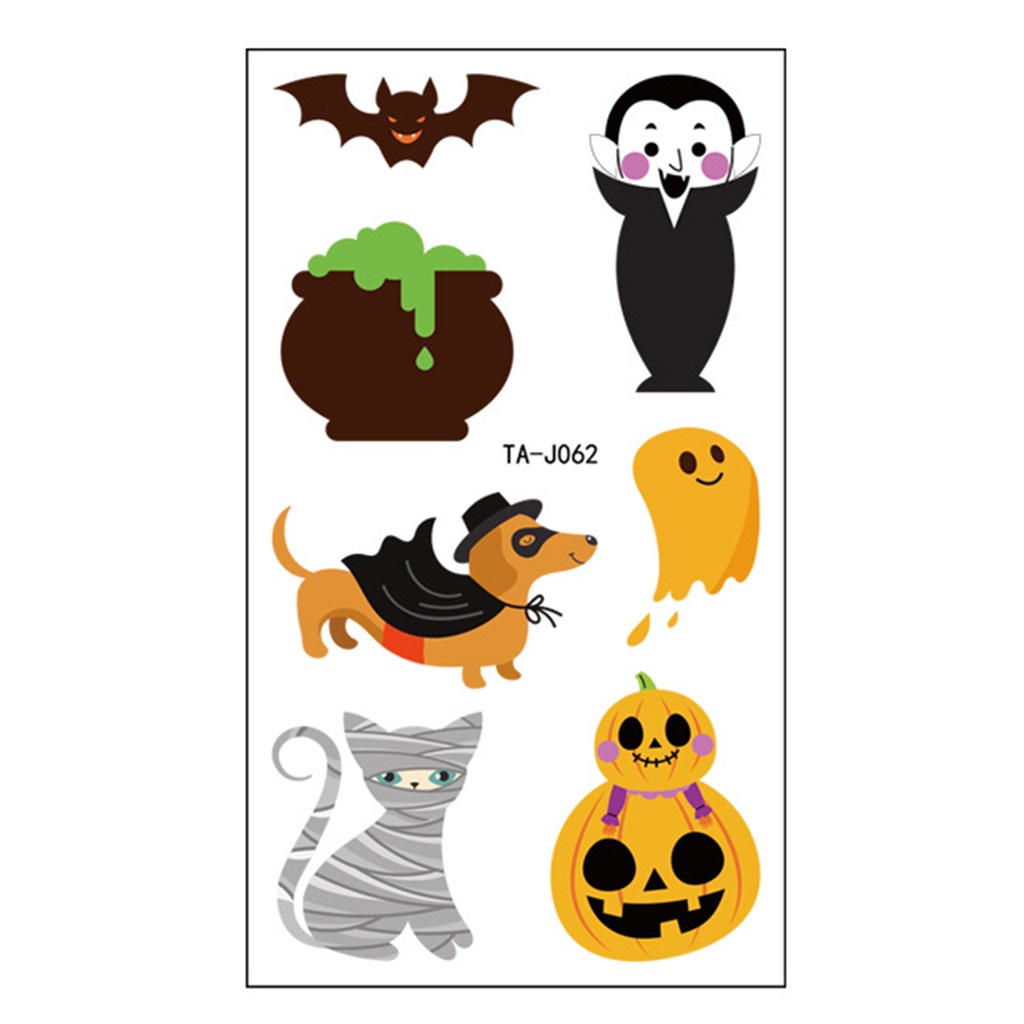 Hình Xăm Dán Chống Nước Chống Mồ Hôi Chống Rơi Hình Bí Ngô Halloween Dành Cho Trẻ Em