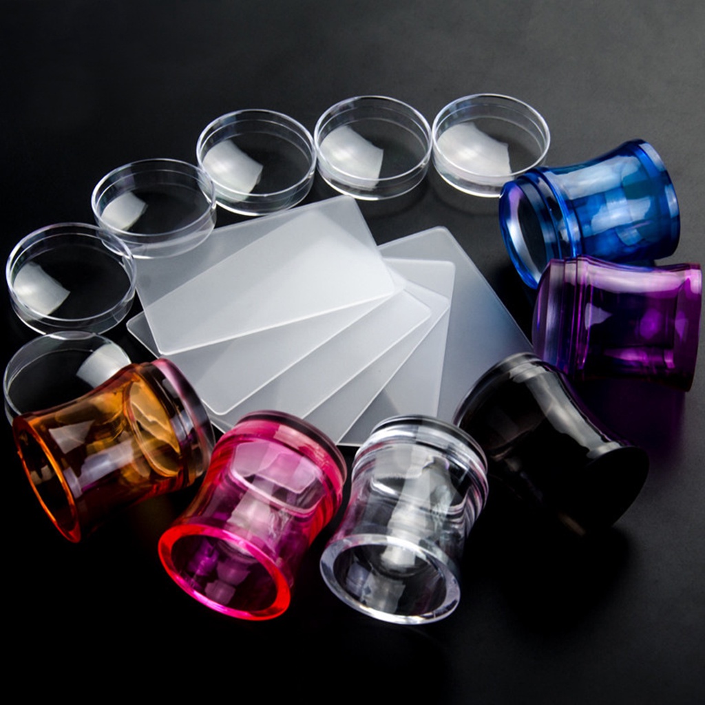 Bộ Dụng Cụ In Dấu Trang Trí Móng Tay Bằng Silicon Trong Suốt Không Biến Dạng Kèm Dụng Cụ Cạo