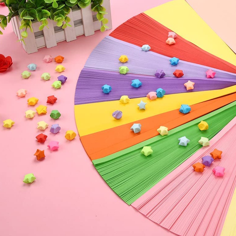 Set 90 Ngôi Sao Giấy Màu Sắc Tươi Sáng Dùng Trang Trí Origami