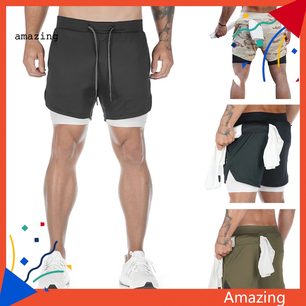 Quần Short Dây Rút Hai Lớp Thể Thao Dành Cho Nam