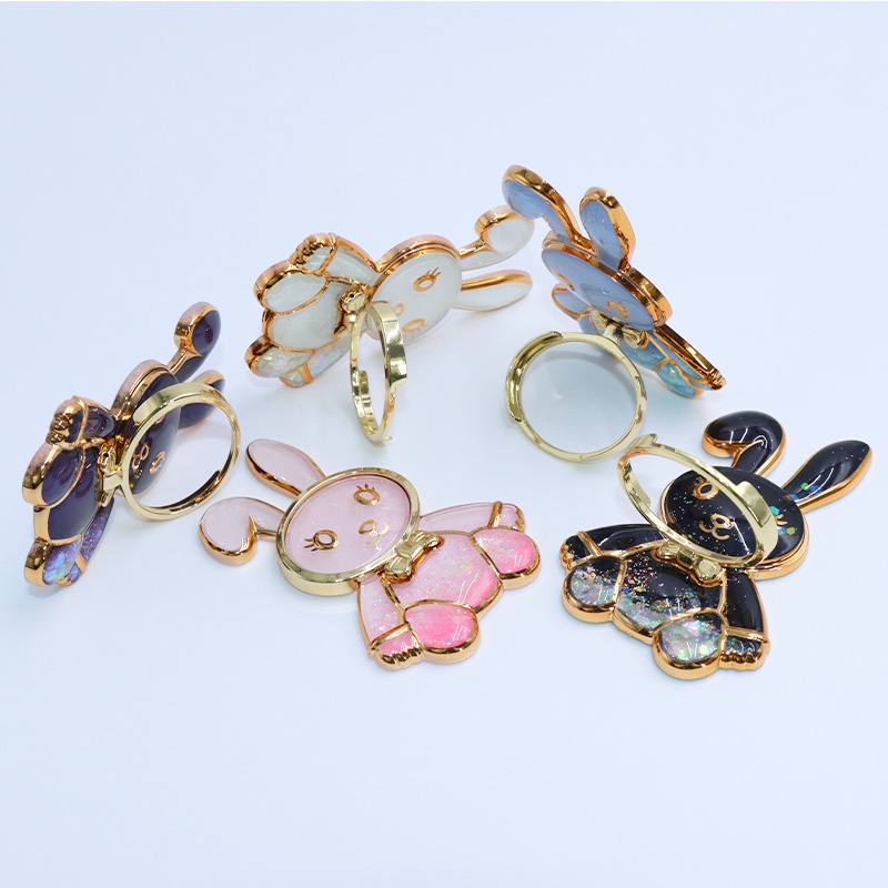 Giá Đỡ Điện Thoại Hình Thỏ Hoạt Hình 3D Dạng Nổi Có Túi Khí Và Dây Đeo Ngón Tay Mở Rộng Phong Cách Ins